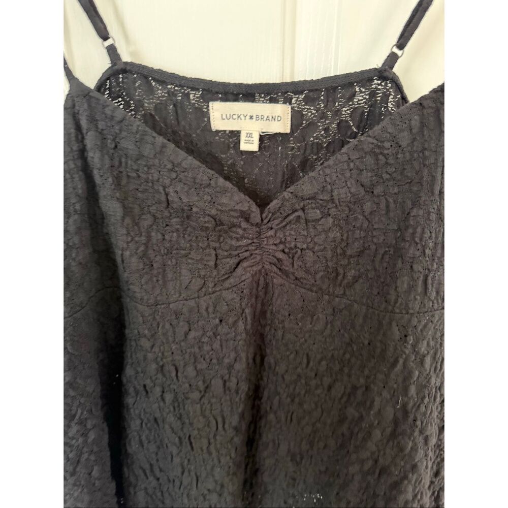 Lucky Brand Black Textured Stretch Swing Tank sz XXL - Picture 3 of 10